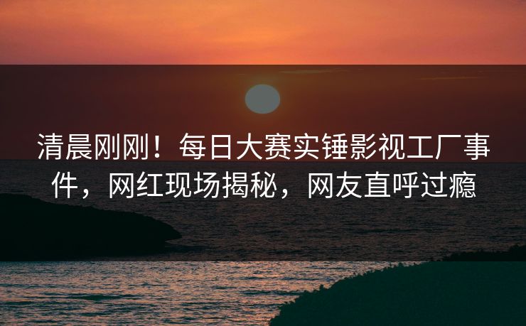 清晨刚刚！每日大赛实锤影视工厂事件，网红现场揭秘，网友直呼过瘾