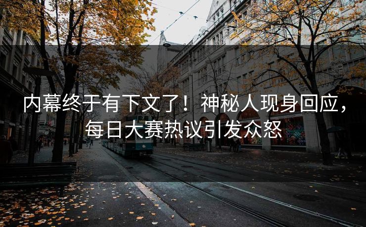 内幕终于有下文了！神秘人现身回应，每日大赛热议引发众怒