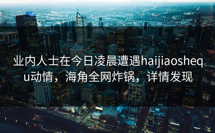 业内人士在今日凌晨遭遇haijiaoshequ动情，海角全网炸锅，详情发现